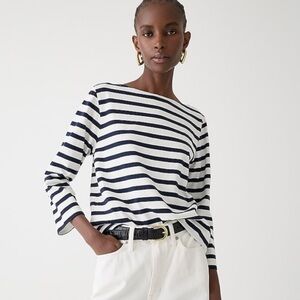 J. Crew Women's Black and White Striped Top